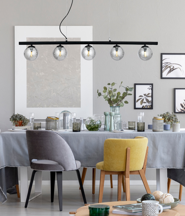 페탈 일자 5등 LED식탁등 식탁전등 [흑색/브론즈, 전구사은품]