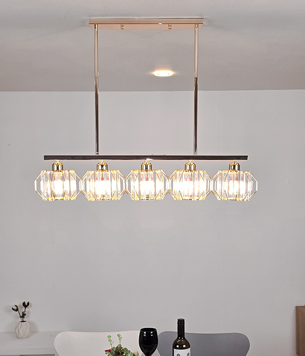 케스 크리스탈5등 펜던트조명 주방식탁조명